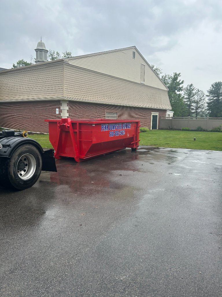 Dumpster delivered to a church